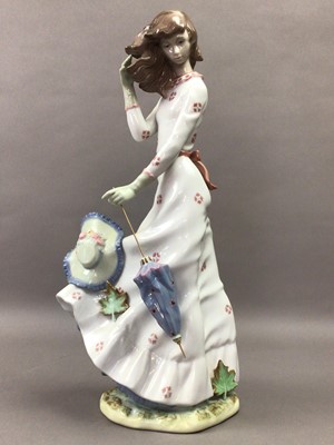 Lot 296 - A NAO FIGURE OF A GIRL WITH PARASOL AND EIGHT OTHER SPANISH FIGURES