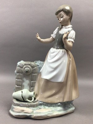 Lot 300 - A NAO FIGURE OF A GIRL WITH A WATER JUG AND EIGHT OTHER FIGURES