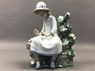 Lot 304 - A NAO FIGURE OF A GIRL AND DOG AND SEVEN OTHER FIGURES