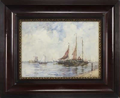 Lot 374 - DUTCH HARBOUR, A WATERCOLOUR BY EMILY MURRAY PATERSON