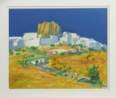 Lot 59 - VIEW OF PATMOS, AN OIL BY RONALD F SMITH