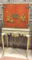 Lot 213 - 20TH CENTURY CHINESE LACQUERED CABINET the two...