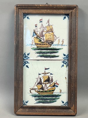 Lot 221 - A PAIR OF FRAMED DUTCH TILES