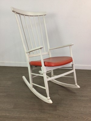 Lot 216 - A WHITE PAINTED ROCKING CHAIR