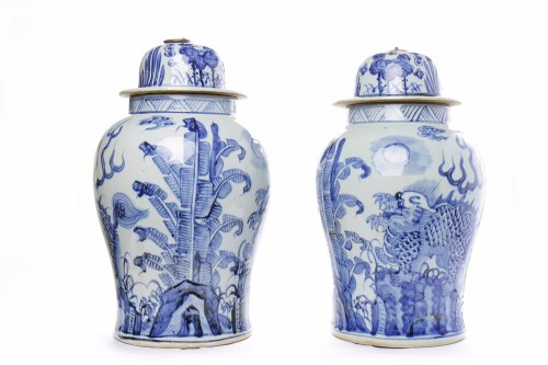 Lot 219 - LARGE PAIR OF 20TH CENTURY CHINESE BLUE AND...
