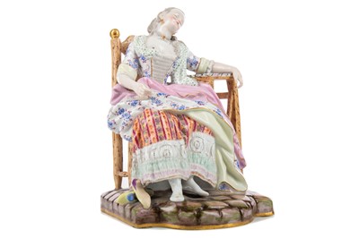 Lot 838 - SCHLAFENDE LOUISE (SLEEPING LOUISE), A MEISSEN FIGURE AFTER THE 1774 MODEL BY M. V. ACIER