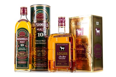 Lot 22 - BUSHMILLS 10 YEAR OLD AND LOGAN 12 YEAR OLD DELUXE 1L