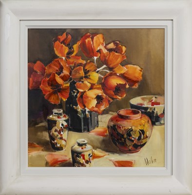 Lot 68 - ORANGE TULIPS, A MIXED MEDIA BY ETHEL WALKER