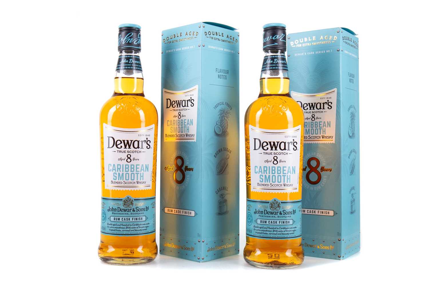 Lot 38 - 2 BOTTLES OF DEWAR'S 8 YEAR OLD CARIBBEAN SMOOTH