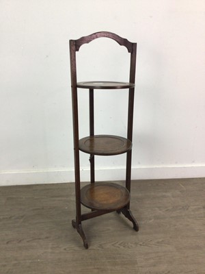 Lot 365 - AN OAK FOLDING THREE TIER CAKE STAND