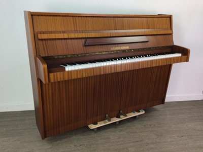 Lot 367 - A MODERN TEAK UPRIGHT PIANO