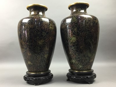Lot 383 - A PAIR OF MODERN CLOISONNE VASES