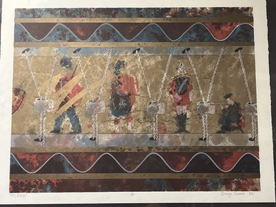 Lot 421 - TIN DRUM, A SCREENPRINT BY SENGA CROALL