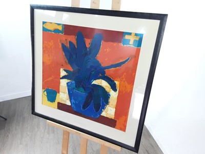 Lot 423 - BLUE PLANT , A SCREENPRINT BY W. MATHISON