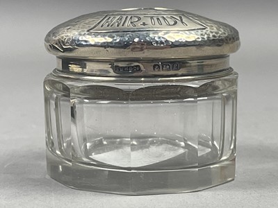 Lot 314 - A SILVER TOPPED JAR AND OTHER ITEMS