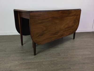 Lot 471 - A MAHOGANY DROP LEAF DINING TABLE AND A GEORGE III OAK TEA TABLE