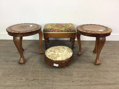 Lot 312 - A GROUP OF OCCASIONAL TABLES, FOOTSTOOLS AND CHAIRS