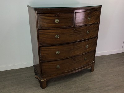 Lot 258 - A MAHOGANY BOW FRONT CHEST OF DRAWERS