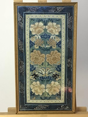 Lot 1042 - CHINESE EMBROIDERED SILK PANEL