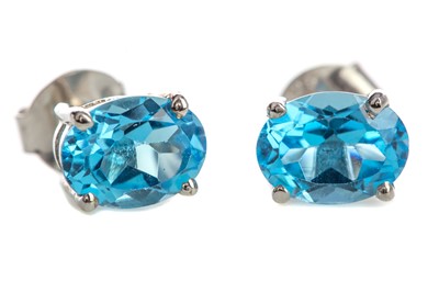 Lot 448 - A PAIR OF TOPAZ STUD EARRINGS