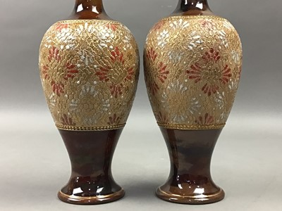 Lot 428 - A PAIR OF ROYAL DOULTON STONEWARE VASES