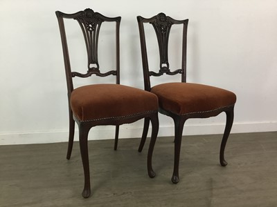 Lot 401 - TWO PAIRS OF EDWARDIAN MAHOGANY DRAWING ROOM CHAIRS