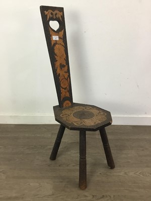 Lot 402 - A POKERWORK SPINNING CHAIR  AND A STOOL