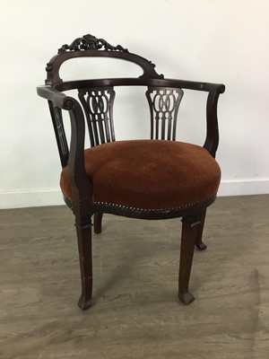 Lot 409 - A MAHOGANY TUB CHAIR AND ANOTHER