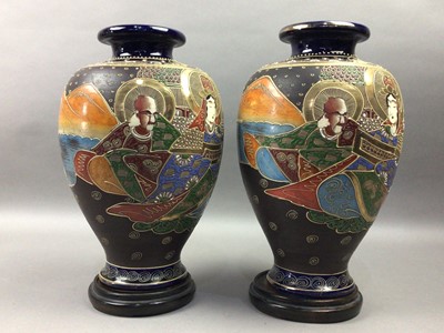 Lot 434 - A PAIR OF JAPANESE SATSUMA VASES