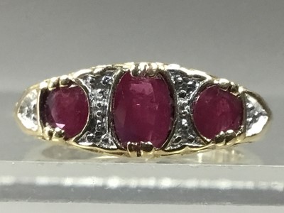 Lot 459 - A RUBY AND DIAMOND RING AND OTHERS