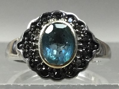 Lot 461 - TWO TOPAZ AND DIAMOND RINGS AND A PENDANT