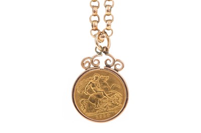 Lot 44 - AN EDWARD VII GOLD HALF SOVEREIGN DATED 1910 ON CHAIN