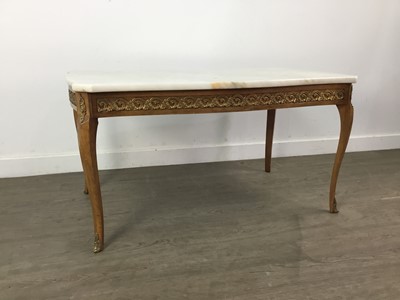 Lot 455 - A MAHOGANY COFFEE TABLE AND ANOTHER