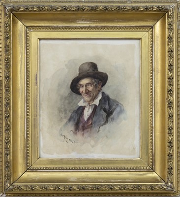 Lot 380 - PORTRAIT OF A MAN, A WATERCOLOUR BY HENRY W KERR