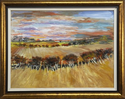 Lot 94 - SUNSET, UPLAWMOOR, AN OIL BY TOM KIRKWOOD