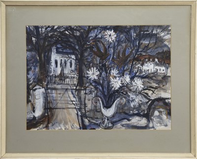 Lot 100 - YORKSHIRE CHURCH, A MIXED MEDIA BY ARCHIE SUTTER WATT