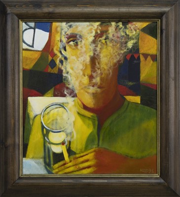 Lot 115 - SMOKE IN THE EYES, AN OIL BY JONATHAN HOOD