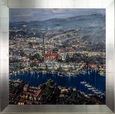 Lot 106 - VIENNA AT NIGHT, A LARGE OIL BY MARIO SANZONE