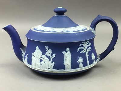 Lot 541 - TWO PIECES OF WEDGWOOD BLUE JASPER AND OTHERS