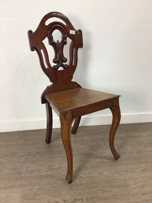 Lot 487 - A VICTORIAN MAHOGANY HALL CHAIR