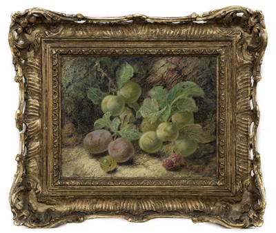 Lot 381 - STILL LIFES OF FRUIT, A PAIR OF OILS BY OLIVER CLARE