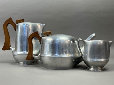 Lot 505 - A PIQUOT WARE FOUR PIECE TEA SERVICE ON TRAY