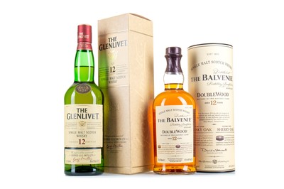 Lot 109 - BALVENIE 12 YEAR OLD DOUBLEWOOD AND GLENLIVET 12 YEAR OLD