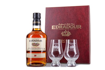 Lot 113 - EDRADOUR 10 YEAR OLD AND GLASSES