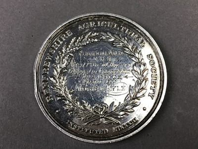 Lot 634 - TWO RENFREWSHIRE AGRICULTURAL SOCIETY MEDALS AND FURTHER COINAGE