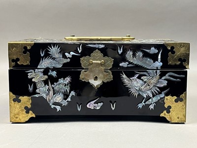 Lot 611 - A CHINESE LACQUERED JEWELLERY BOX