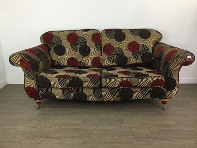 Lot 110A - A MODERN UPHOLSTERED SETTEE WITH MATCHING ARMCHAIR