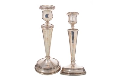 Lot 42 - PAIR OF ELIZABETH II SILVER CANDLE STICKS