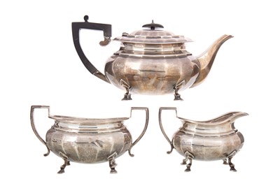 Lot 43 - GEORGE V SILVER THREE PIECE TEA SET