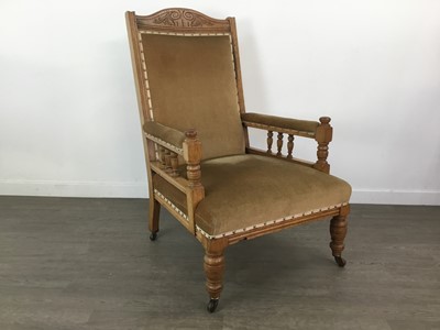 Lot 210A - THREE LATE VICTORIAN OAK DRAWING ROOM ARMCHAIRS